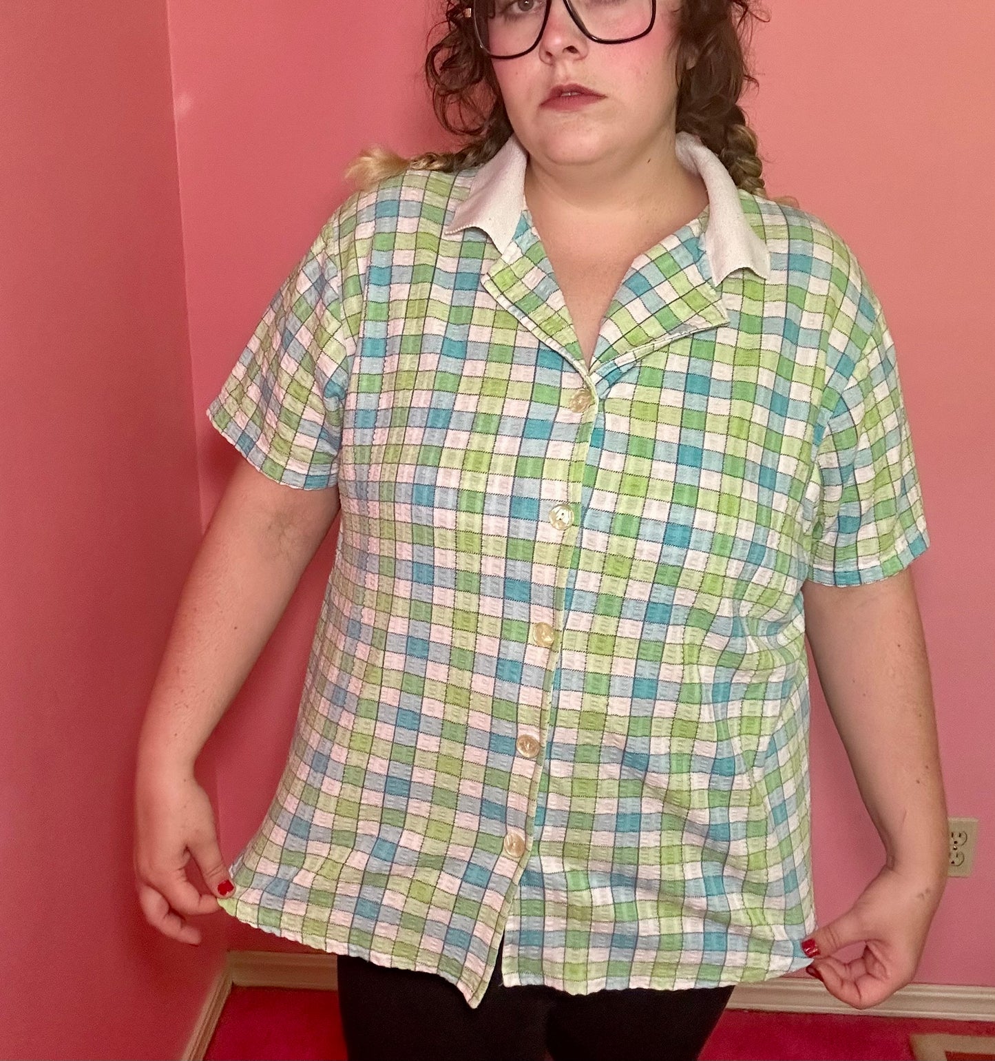 Blue and Green Checkered Top (2X)