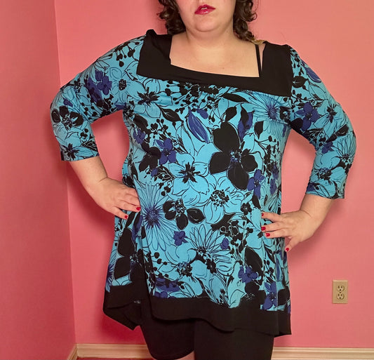 Blue Floral y2k Blouse (XX-Large)