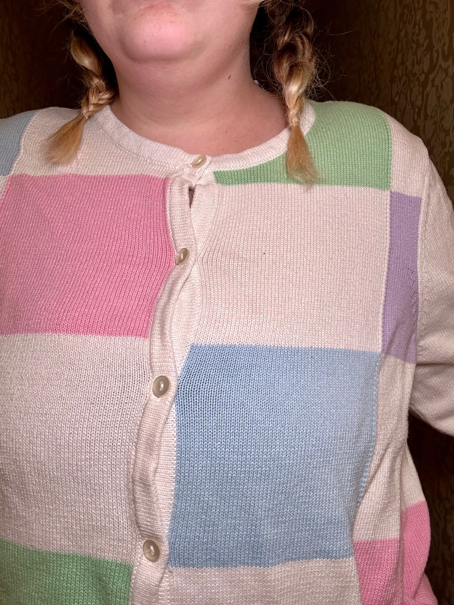 Pastel Color Block Cardigan (2XL)