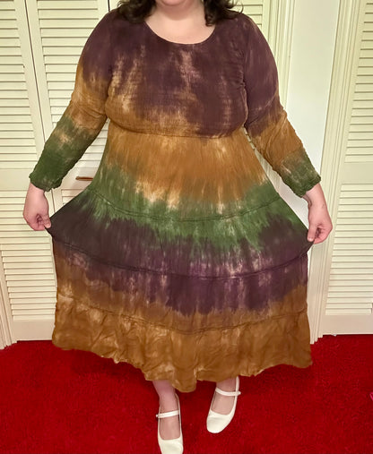 Earth Tone Tie Dye Dress (L)