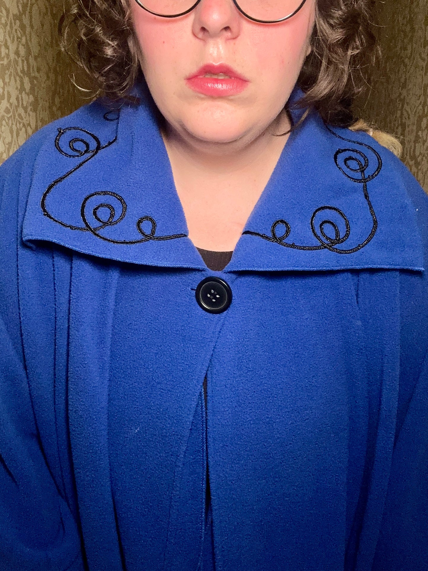 Blue Fleece Cape Coat (OS)