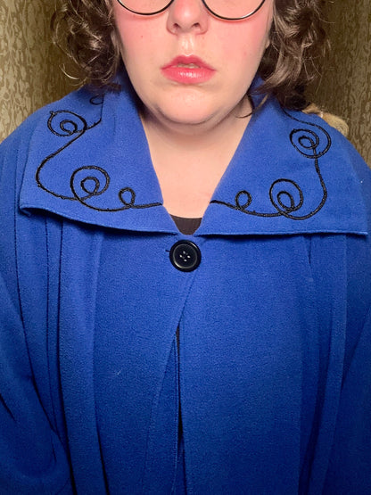 Blue Fleece Cape Coat (OS)