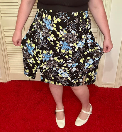 Y2K Black Floral Skirt (2X)