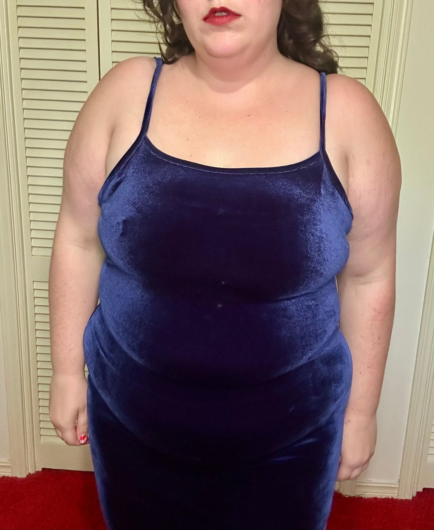 Y2K Formal Velvet Blue Glitter Dress (L)