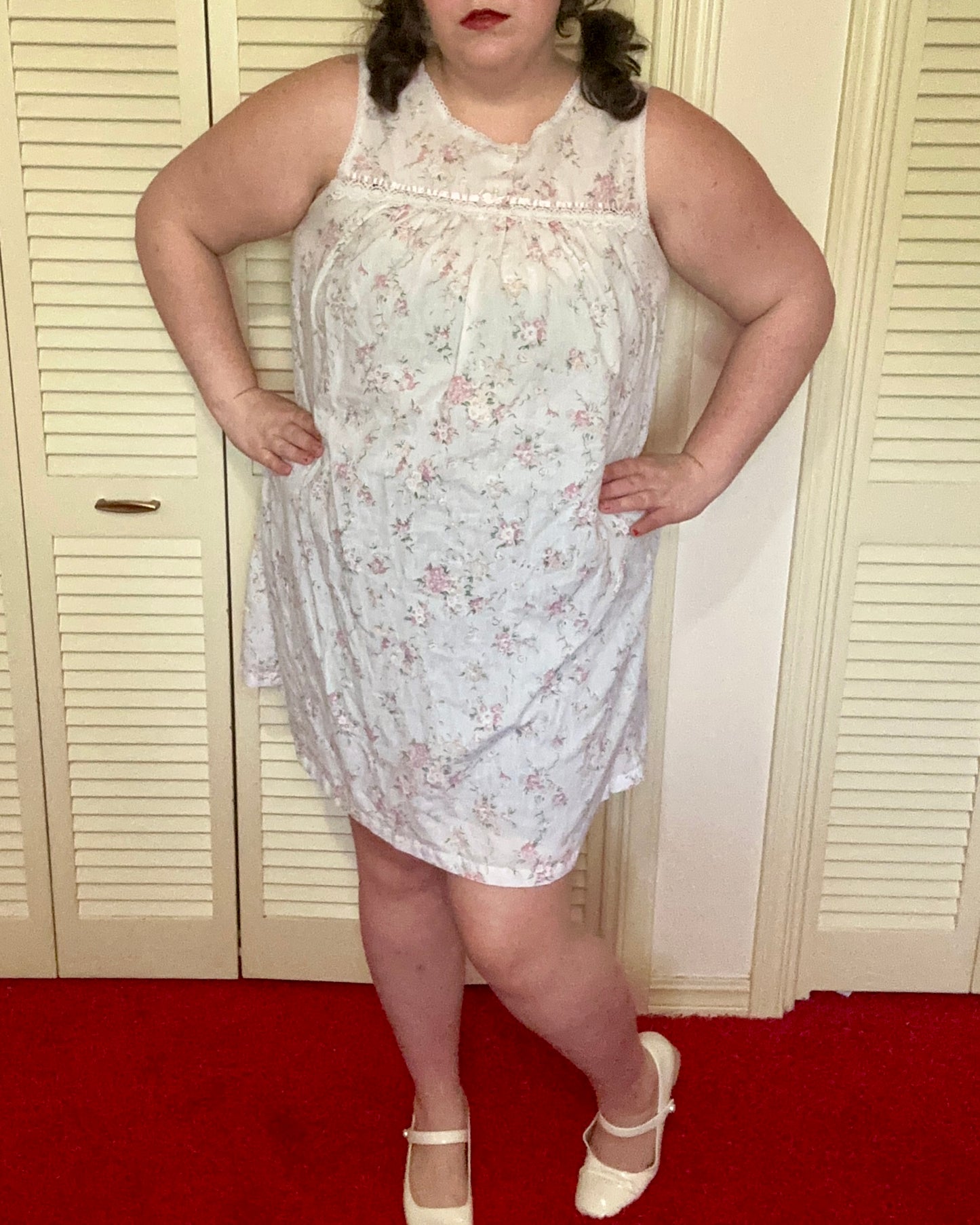 Baby Pink Floral Nightgown (1X)