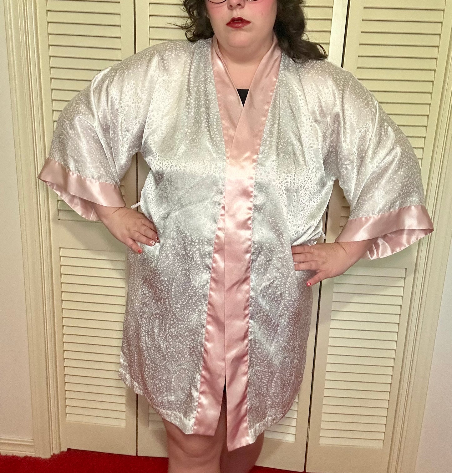 White and Pink Lingerie Robe (OS)