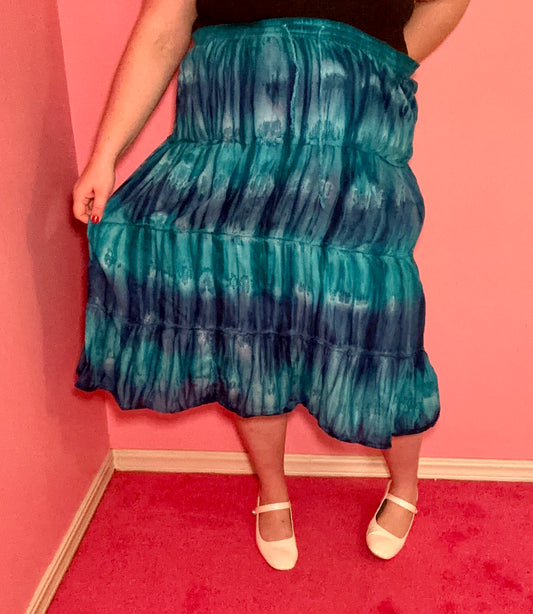 Blue Tiered Tie Dye Skirt (4XL)