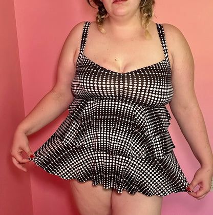 Polka Dot Ruffle Tankini Top (14W)