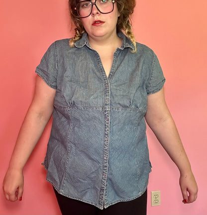 Denim Baby Doll Top (3X)
