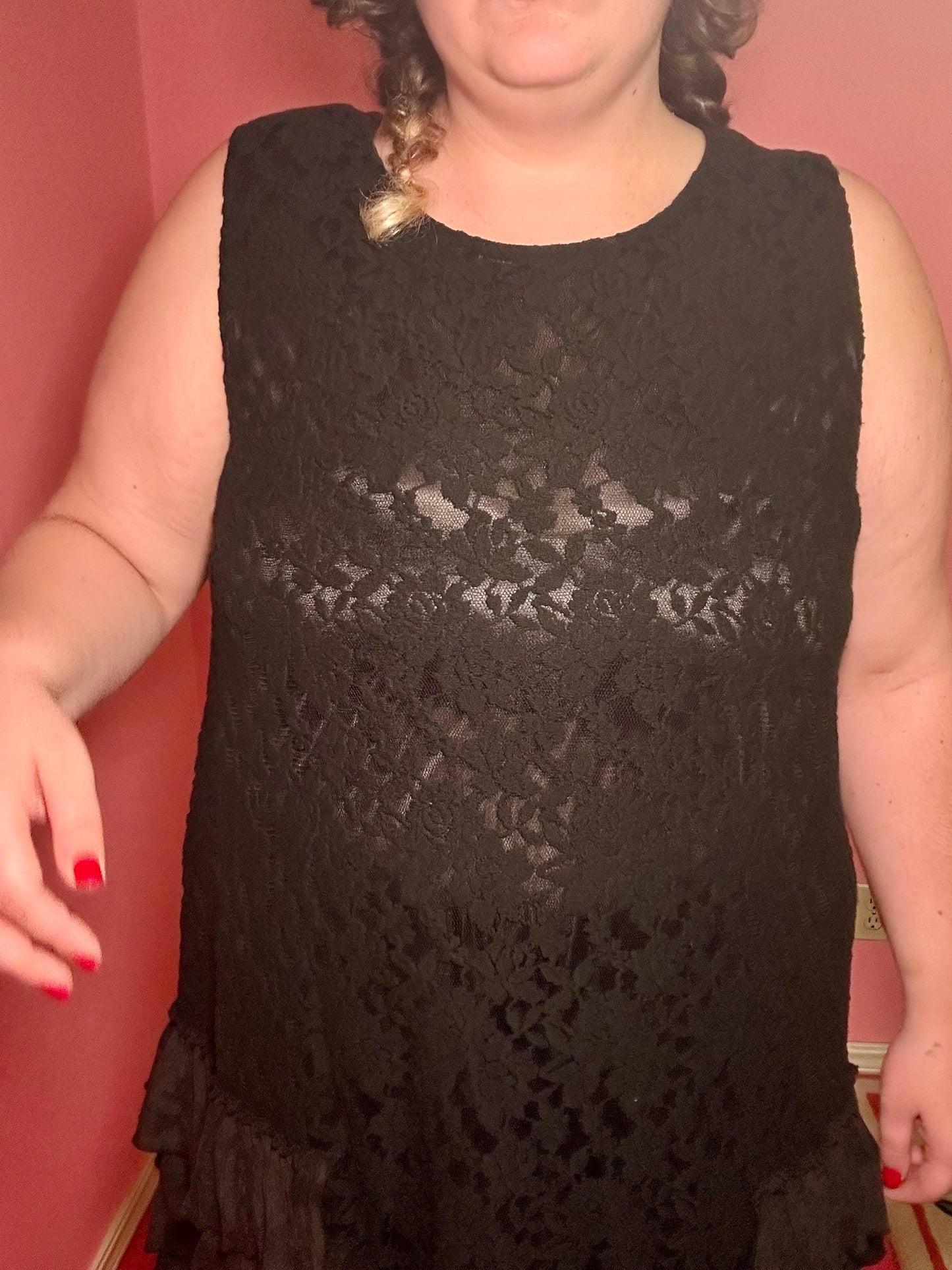 Black Lace and Ruffle Dress (2XL)