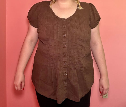 Brown Babydoll Top (2X)