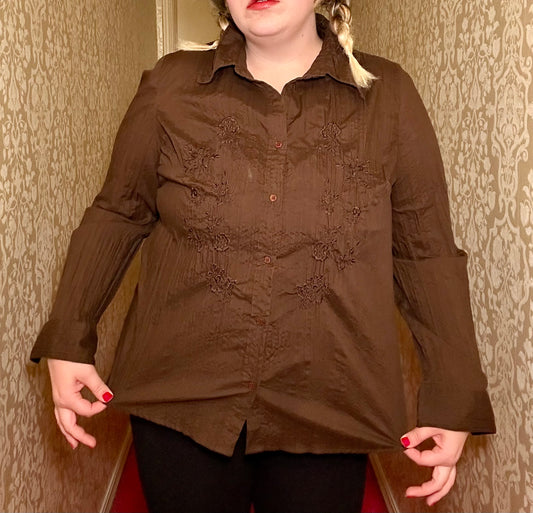 Brown Button Up (1X)