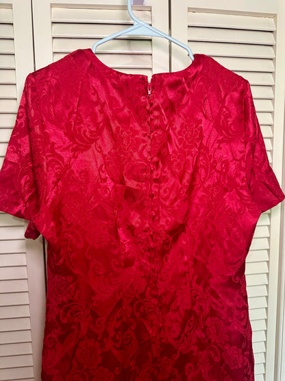 Red Jacquard Satin Floral Dress (18W)