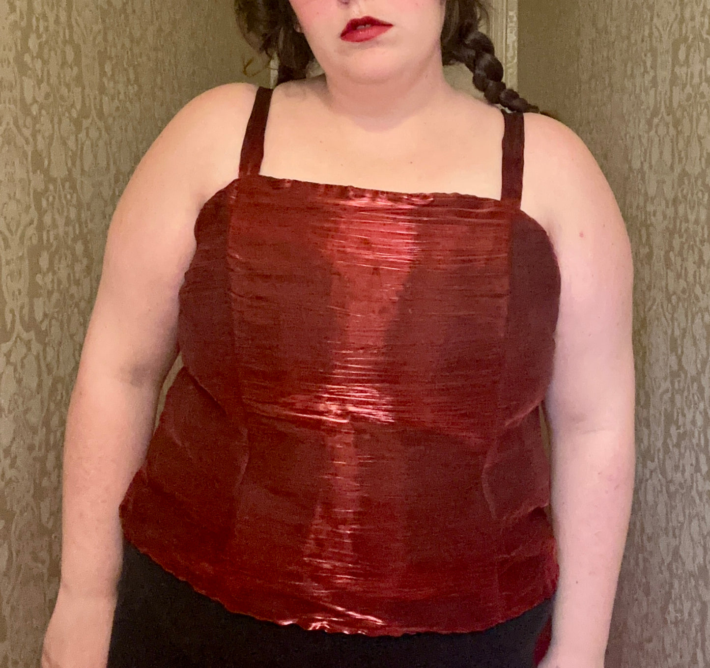 Red Metallic Corset Top (20W)