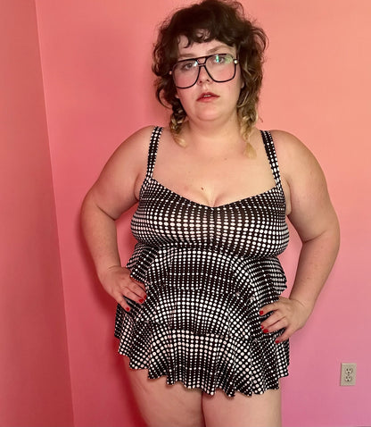 Polka Dot Ruffle Tankini Top (14W)