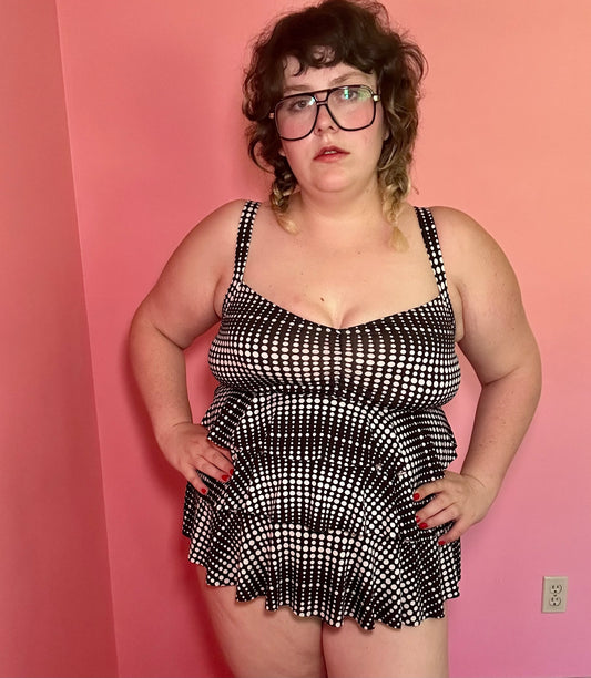 Polka Dot Ruffle Tankini Top (14W)
