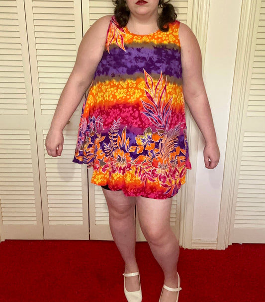 Tie Dye Colorful Tropical Dress (OS)