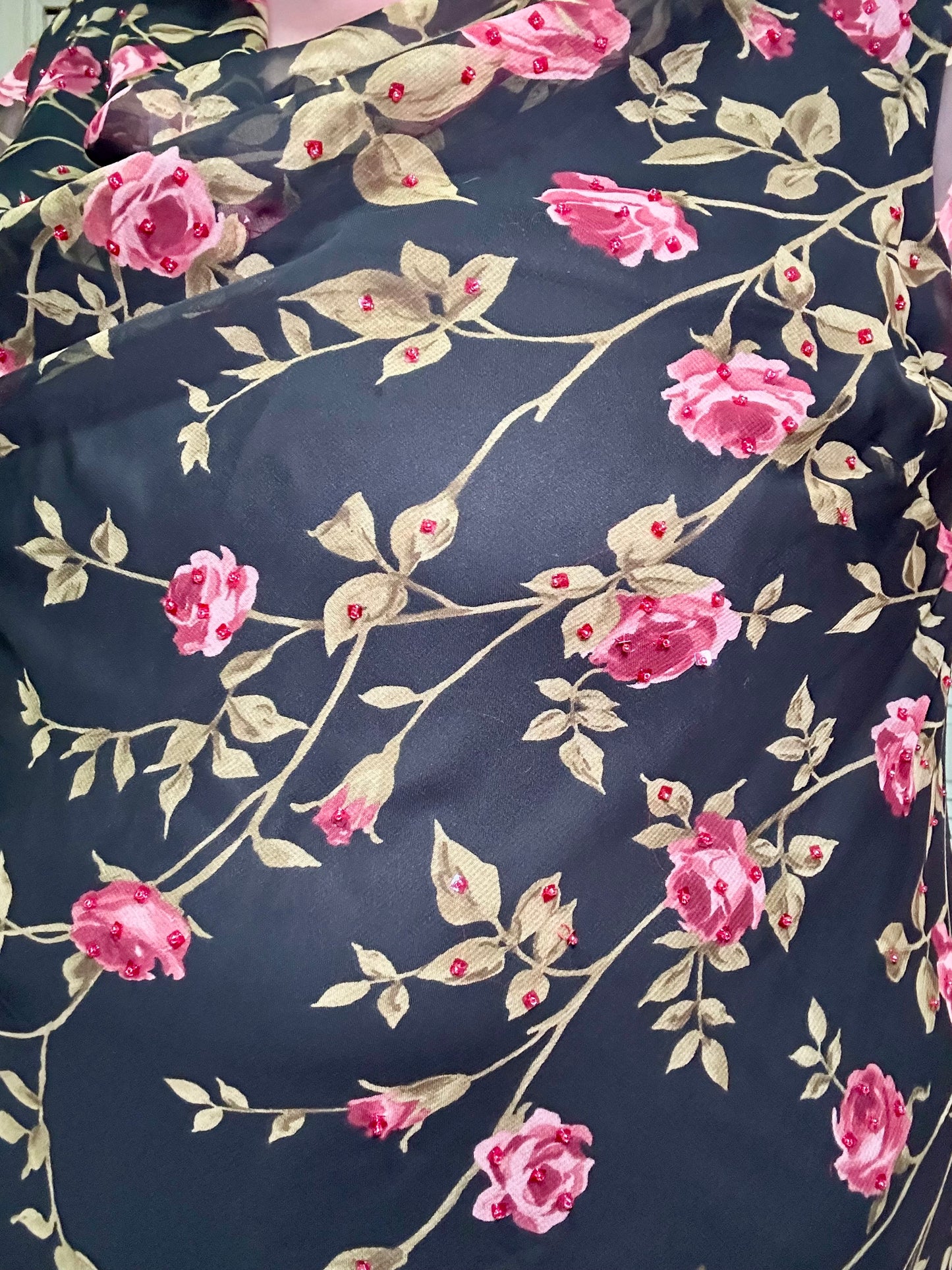 Rose Vine Chiffon Black Formal Dress (20)