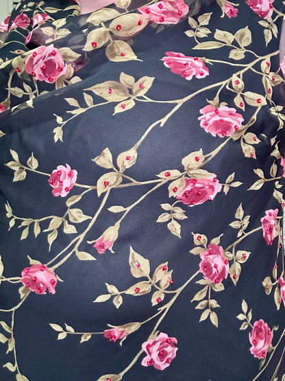 Rose Vine Chiffon Black Formal Dress (20)