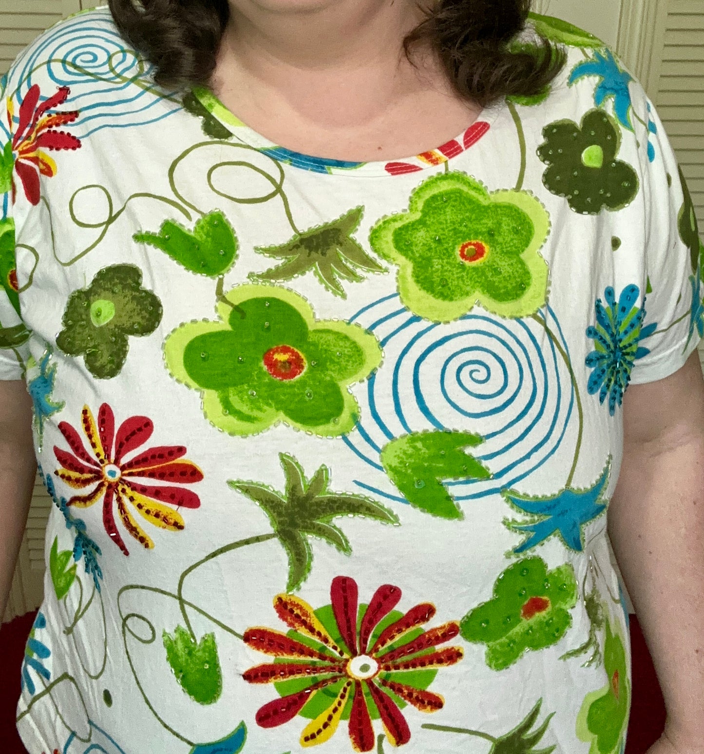 Whimsical Floral Beaded Top (1X)