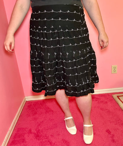 Black Embroidered Skirt (22W)