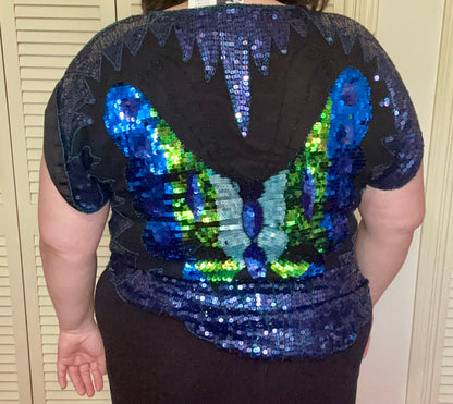 Butterfly Full Sequin Blouse (1X)
