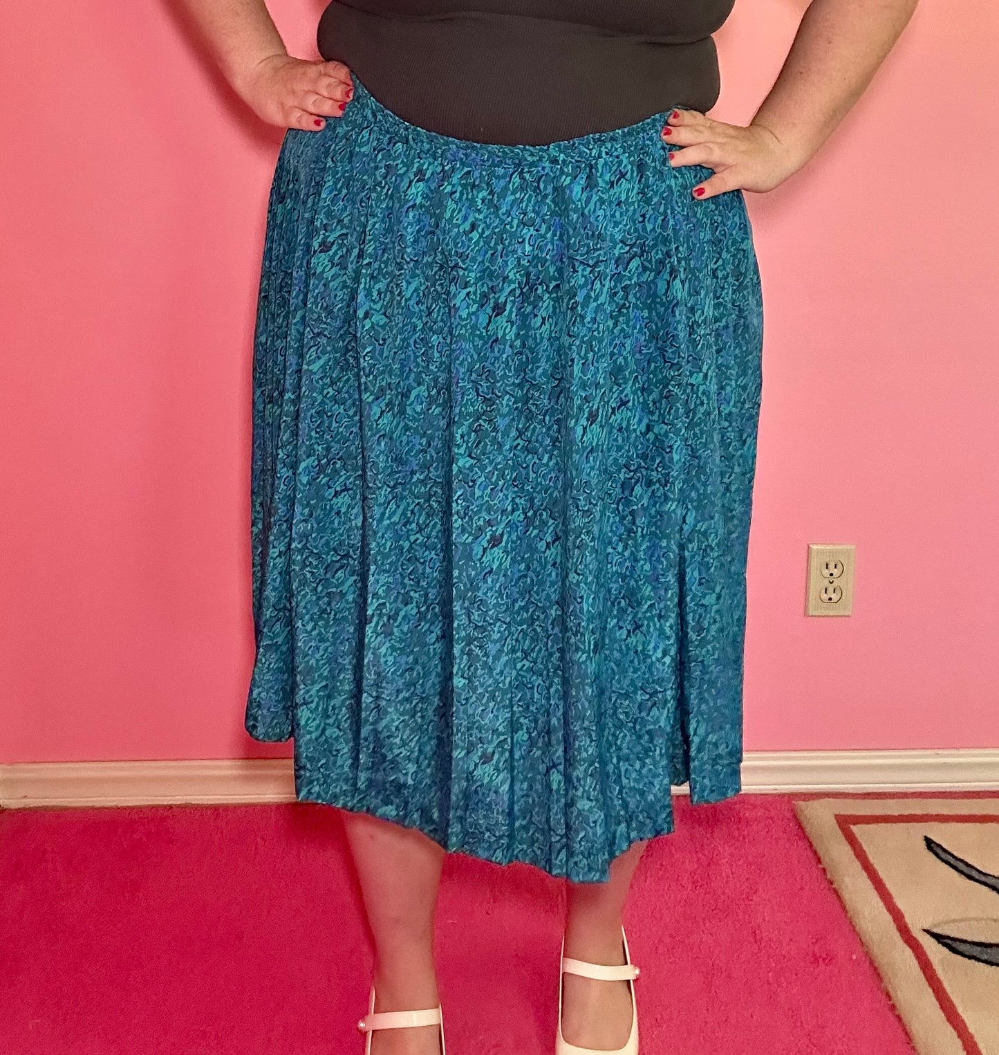 Teal Retro Pleated Skirt (22)