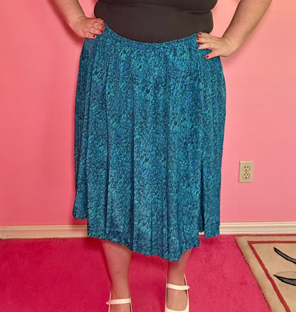 Teal Retro Pleated Skirt (22)