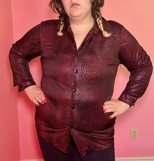 Metallic Pink Button Up (XL)