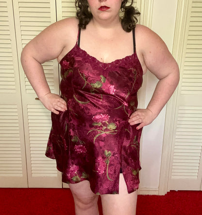 Maroon Floral Slip Dress (L)