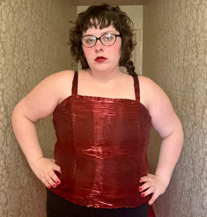 Red Metallic Corset Top (20W)