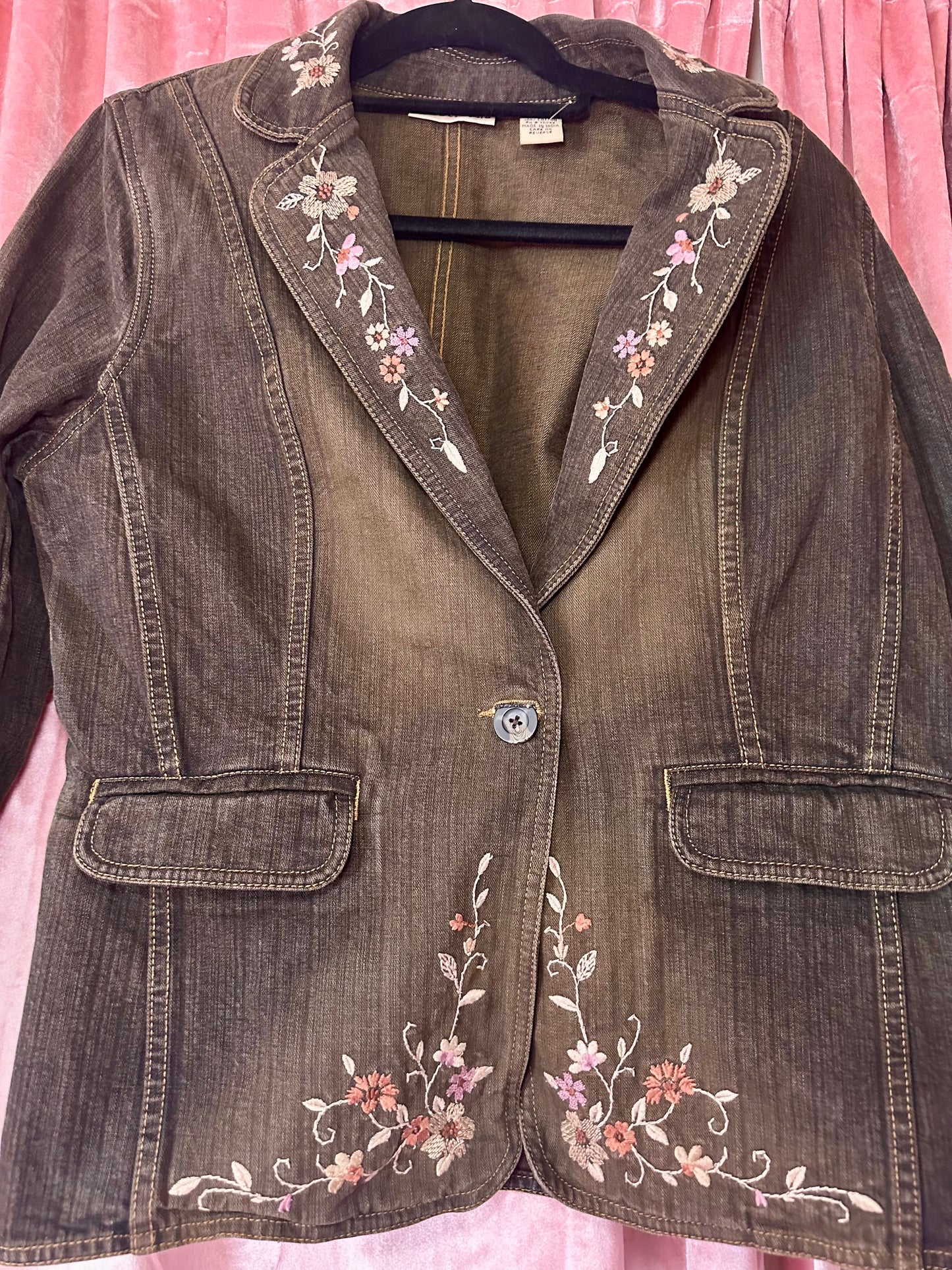 Y2k Flower Embroidery Denim Jacket (14)