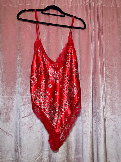 Red Bandana Satin Bodysuit (1X)