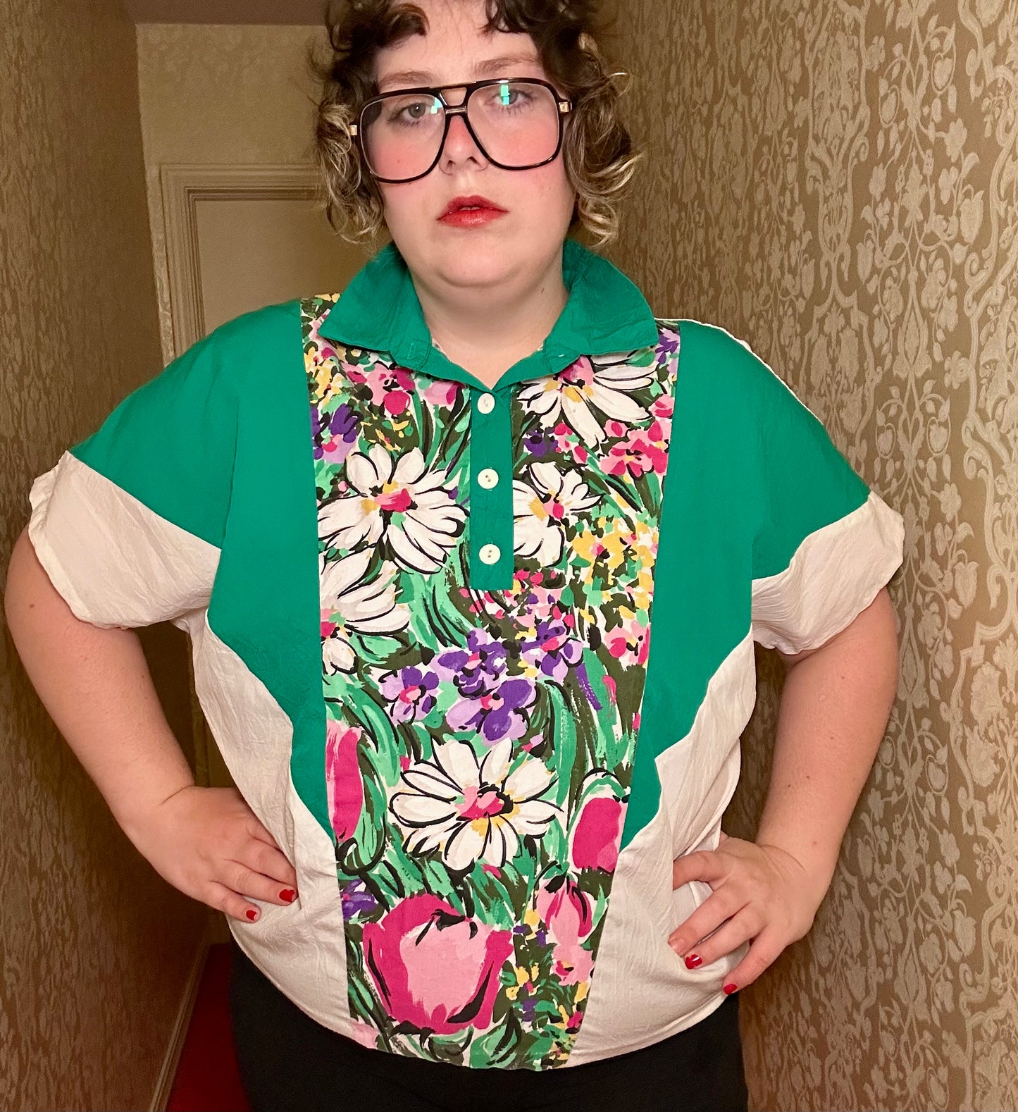 Teal Floral Sporty Top (XXL)