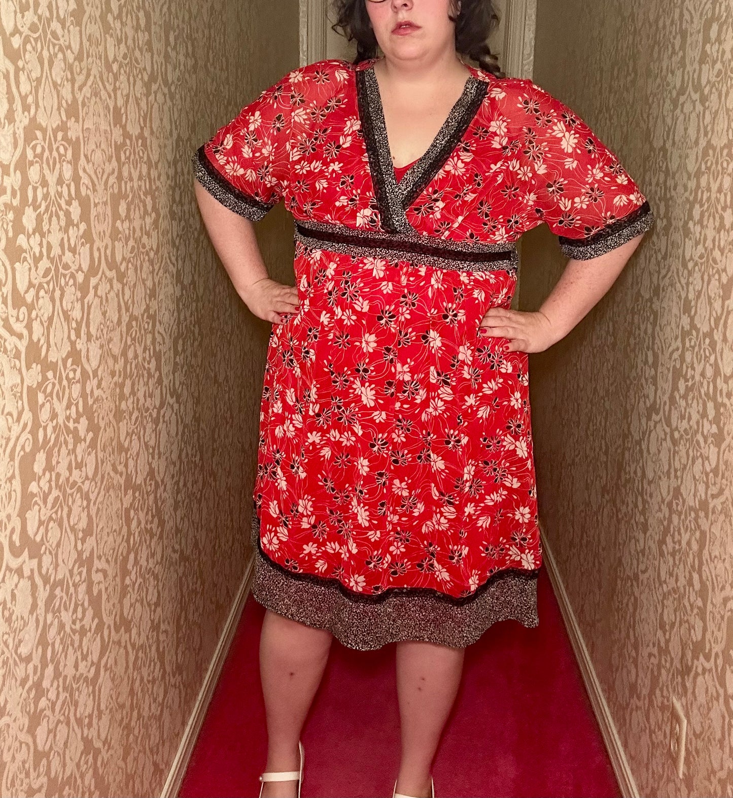 Red Chiffon Floral Dress (18)