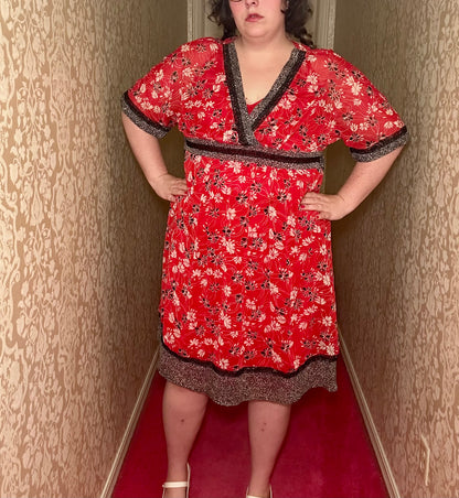 Red Chiffon Floral Dress (18)
