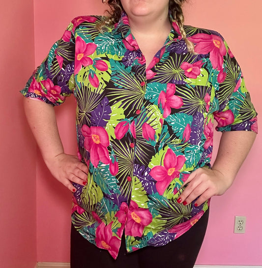 Tropical Button up Blouse (18)