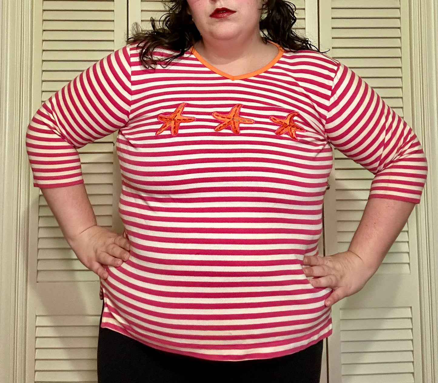 Pink Striped Starfish Top (L)