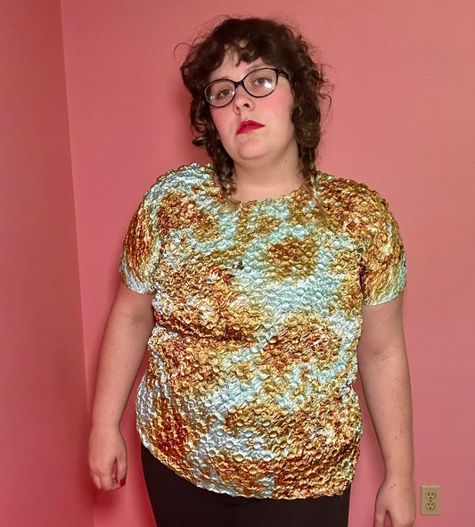 Y2K Teal Popcorn Shirt (OS)