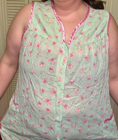 Teal Floral Nightgown (2X)