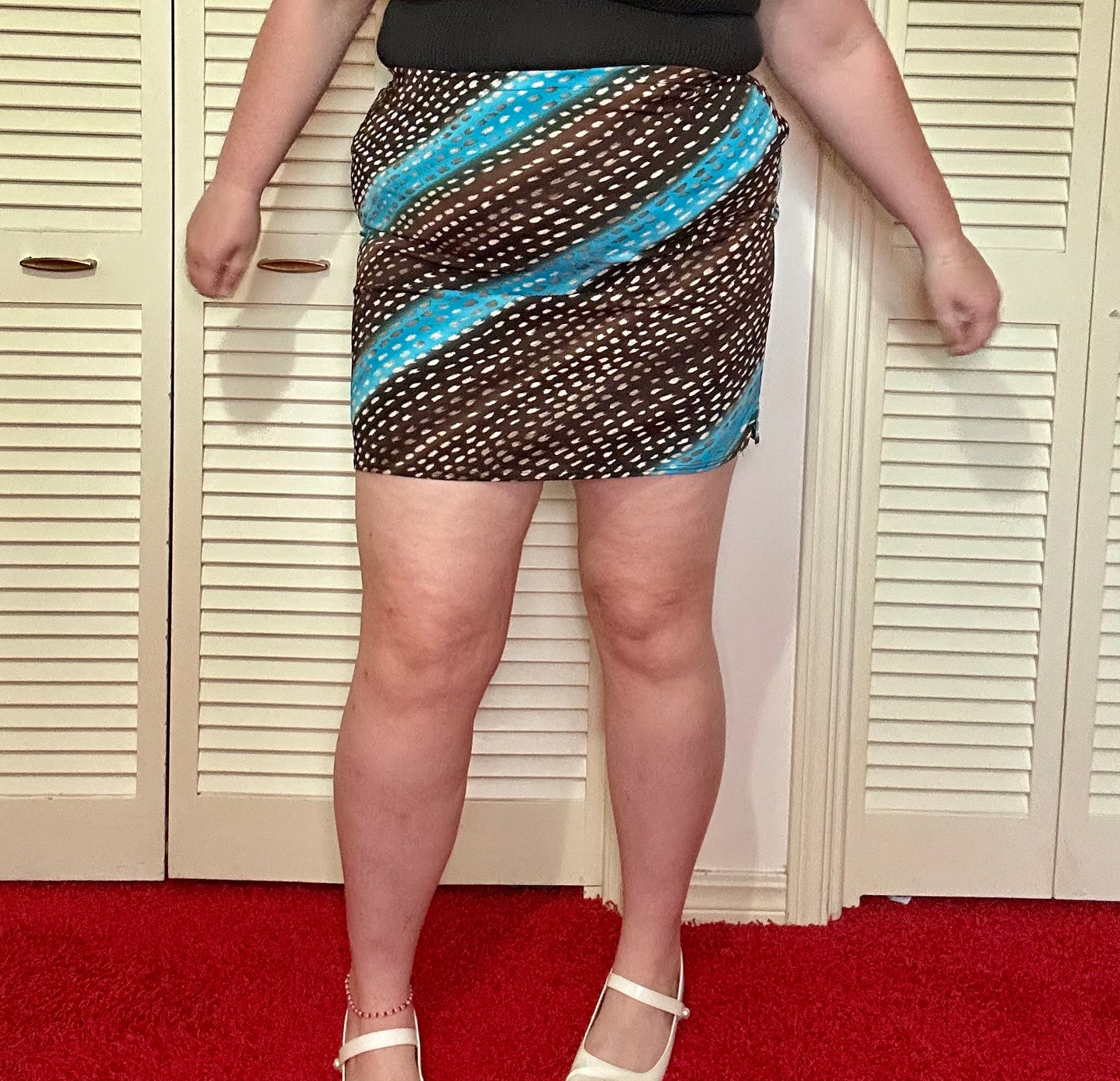 Teal and Brown Mini Skirt (L)