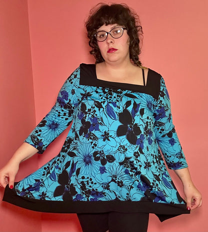 Blue Floral y2k Blouse (XX-Large)