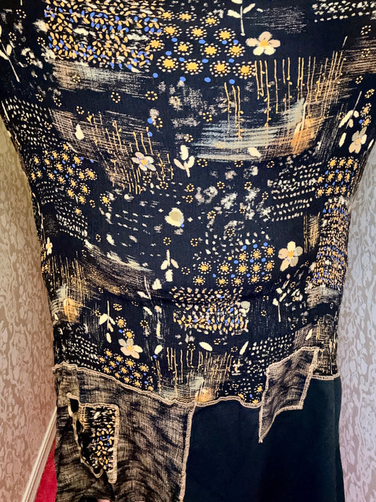 Boho Black Floral Skirt (1X)