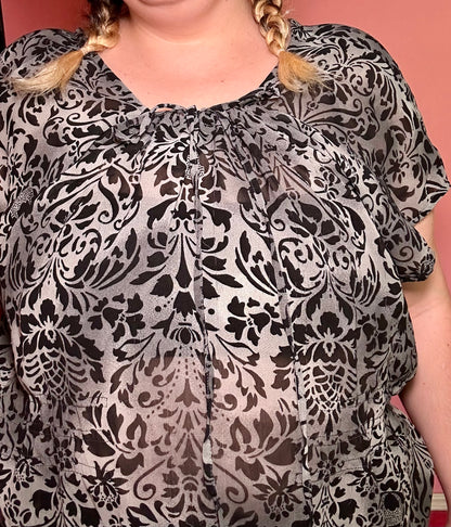 Grey Y2K Chiffon Blouse (3X)