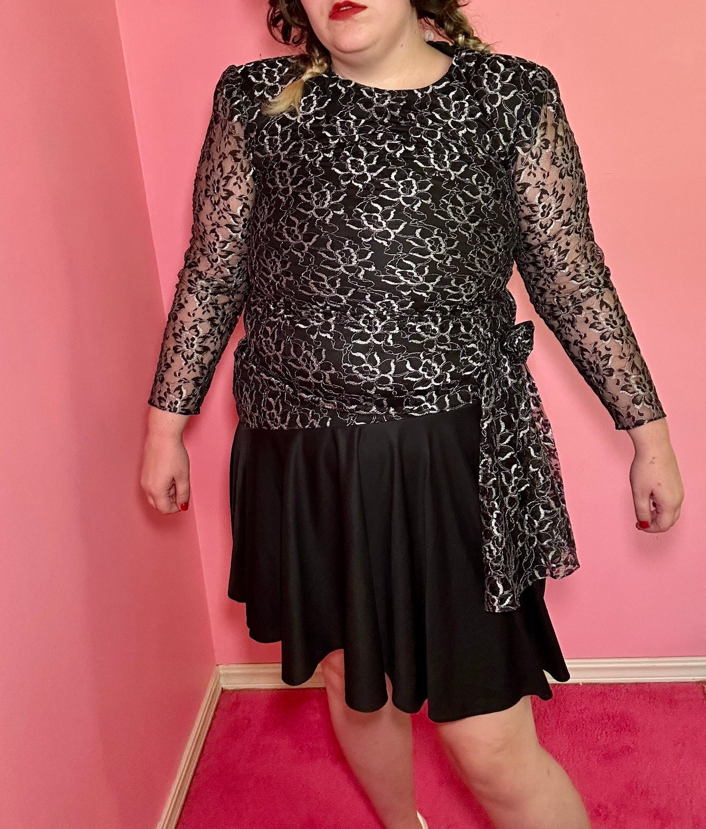 Black Lace 80s Party Dress (16)