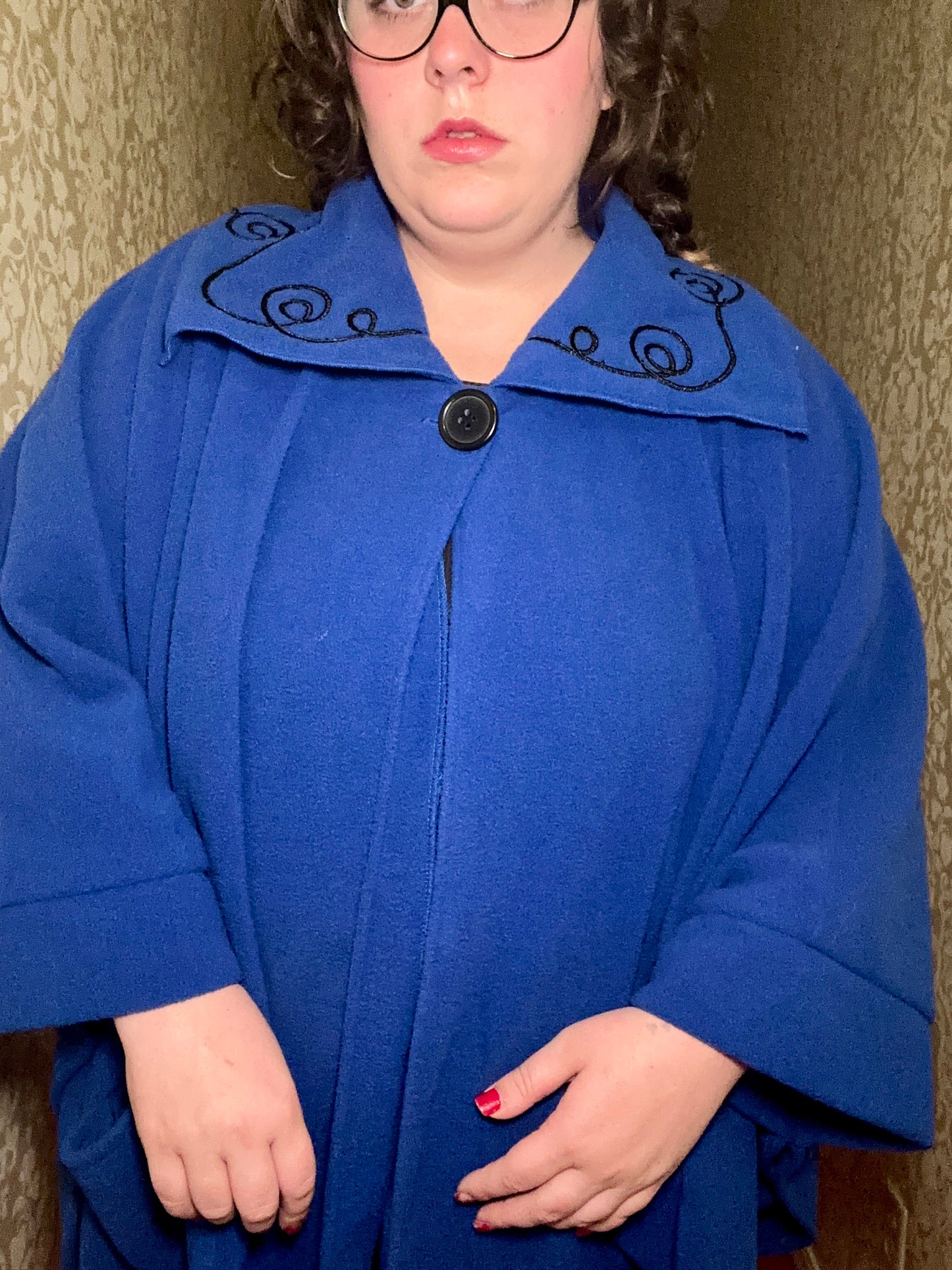 Blue Fleece Cape Coat (OS)
