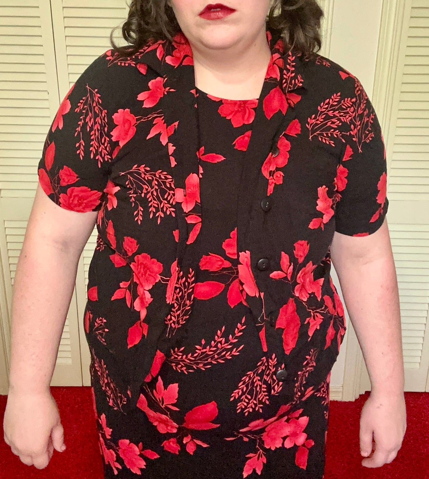 Red Floral Matching Dress Set (16W)