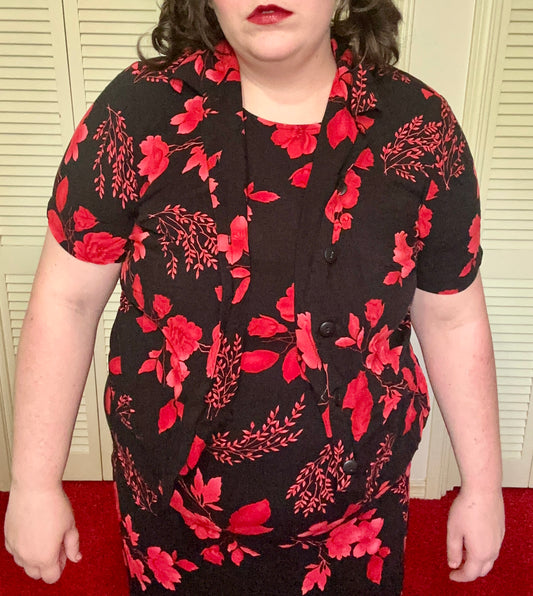 Red Floral Matching Dress Set (16W)