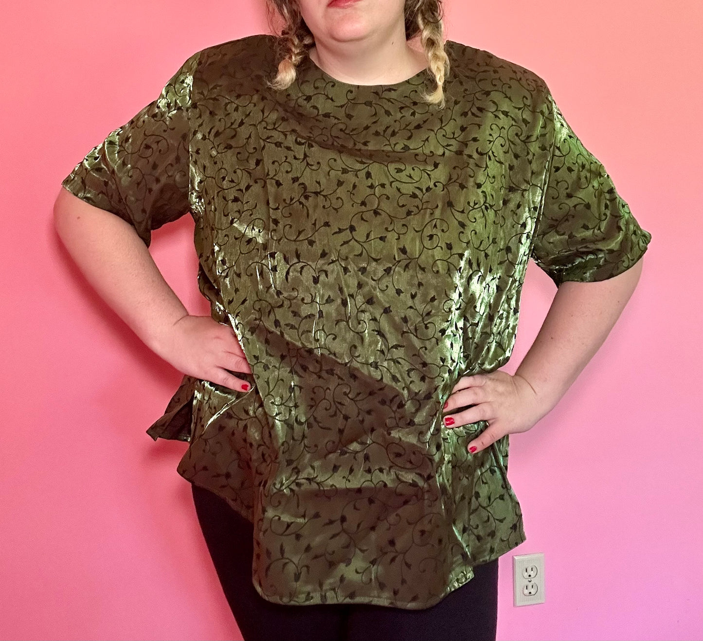 Green Vines Shiny Top (3X)