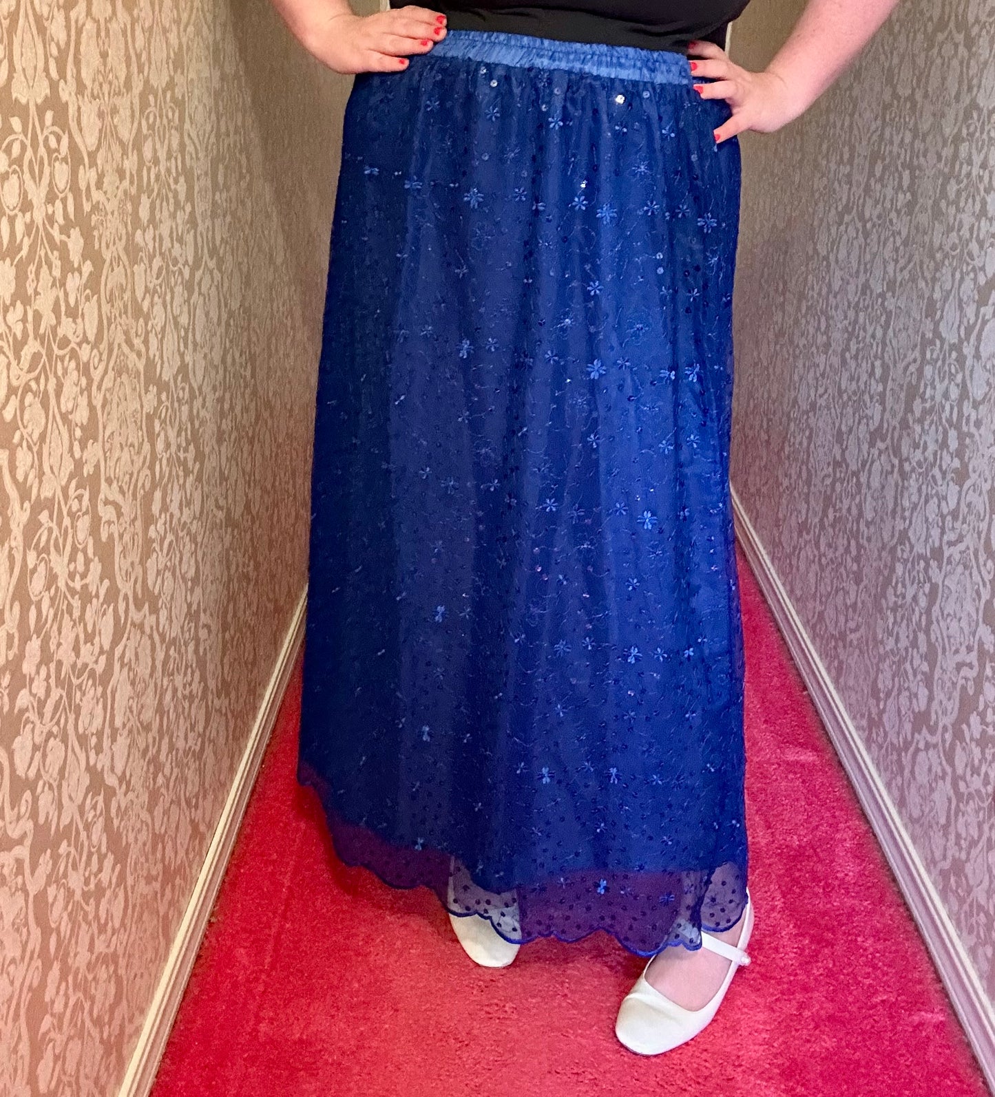 Blue Sparkly Maxi Skirt (3X)